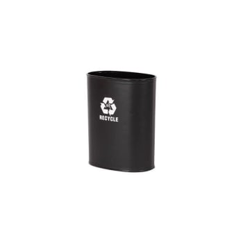 Image for Hapco 13q Oval Plastic Vegan Leatherette Wastebasket Black/White Recycle 8/Pk from HD Supply