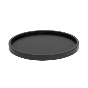 Hapco Signature 14" Round Vegan Leatherette Tray Monterey Black Package Of 12