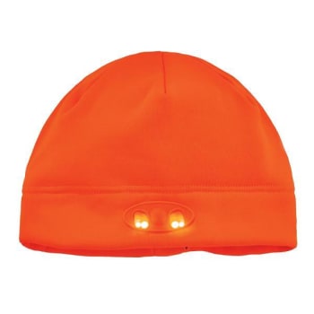 Ergodyne 6804 Orange Skull Cap Winter Hat With LED Lights