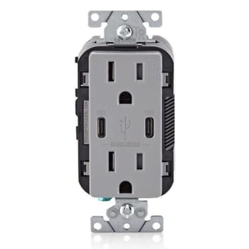 Leviton 15a Decora Tamper-Resistant Receptacle With 18w Dual USB Type A/C, White