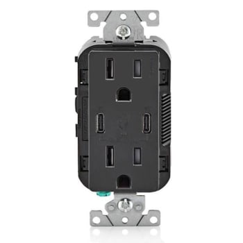 Image for Leviton 15a Decora Tamper-Resistant Receptacle With 30w Dual USB Type C/C, Black from HD Supply