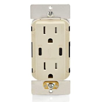 Image for Leviton 15a Decora Tamper-Resist Receptacle With 60w USB Type C/C, Light Almond from HD Supply