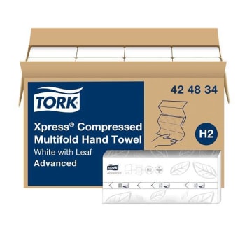 Tork Xpress® Compressed Multifold Hand Towel White H2 Advanced Case Of 12
