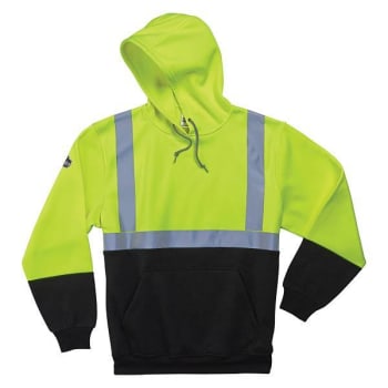 Ergodyne 8293 S Lime Class 2 Hooded Sweatshirt Black Bottom