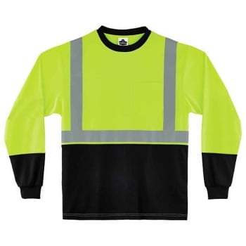 Ergodyne 8291bk 5xl Lime Class 2 Hi-Vis Long Sleeve Shirt Black Bottom