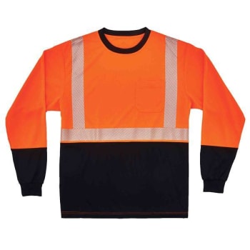 Ergodyne 8281bk 2XL Orange Class 2 Long Sleeve Shirt Black Bottom