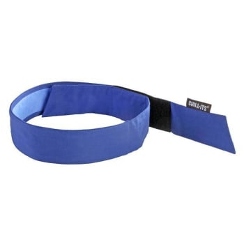 Ergodyne 6705ct Solid Blue Cooling Bandana Headband Pva Hl Case Of 6