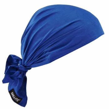 Ergodyne 6710ct Solid Blue Cooling Bandana Triangle Hat Pva Tie Case Of 6