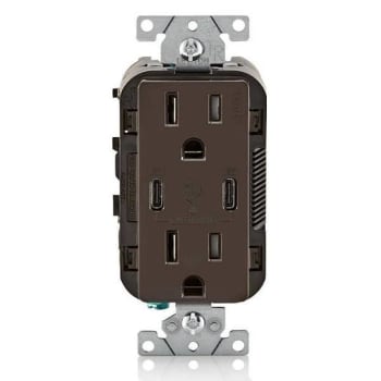 Leviton 15a Decora Tamper-Resistant Receptacle With 30w Dual USB Type C/C, Brown