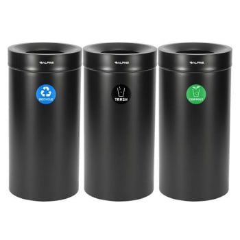 Alpine Industries 27 Gallon Ss Compost Bin Recycle Can/Trash Receptacle Black