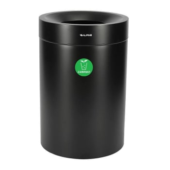 Alpine Industries 50 Gallon Stainless Steel Compost Can Receptacle In Black