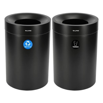 Alpine Industries 50 Gallon Ss Recycling Can And Trash Can Receptacle In Black