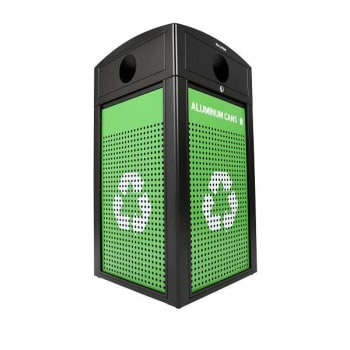 Alpine Industries 80 Gal OD Grey Stone Panel Trash Can/Steel Recycle Station