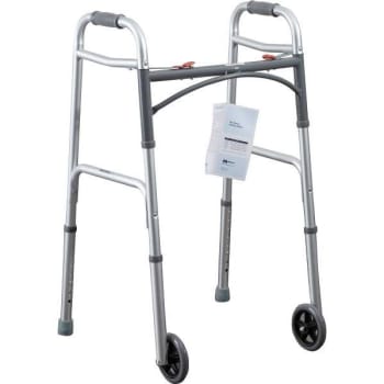 Image for Medacure Adult 2 Button Folding Walker With 5" Wheels from HD Supply