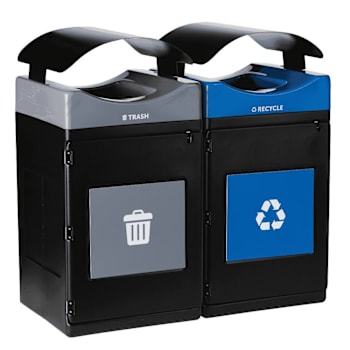Image for Commercial Zone® Avante™ 2-Stream Trash And Recycling Center, 55-Gallon Trash And 55 Gallon Recycle Units W/Canopy Lids,  Lin from HD Supply