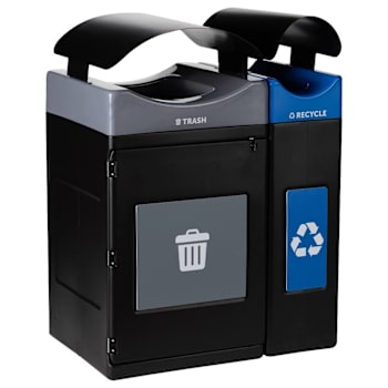Image for Commercial Zone® Avante™ 2-Stream Trash And Recycling Center, 55-Gallon Trash And 30-Gallon Recycle Units W/Canopy Lids, Line from HD Supply