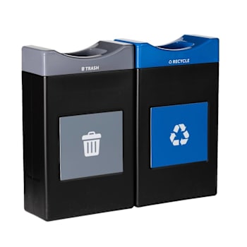Image for Commercial Zone® Avante™ 2-Stream Trash And Recycling Center, 2-30-Gallon Shallow Open Top Units,  Liners Included from HD Supply