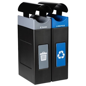 Image for Commercial Zone® Avante™ 2-Stream Trash And Recycling Center, 2-30-Gallon Narrow Units W/Canopy Lids, Liners Included from HD Supply