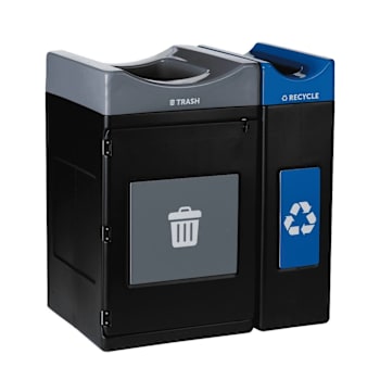 Commercial Zone® Avante™ 2-Stream Trash And Recycling Center, 55-Gallon Trash And 30 Gallon Recycle, Open Top Units,  Liners