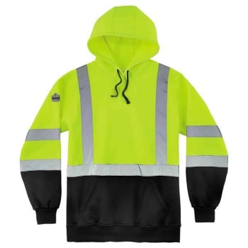 Ergodyne 8373 5xl Lime Class 3 Hooded Sweatshirt Black Bottom