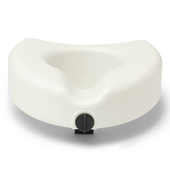 Medline 5" Raised Locking Toilet Seat Microban Treated No Arms In White