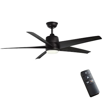 Seasons Vega 54" Matte Black Remote Controlled Indoor/Outdoor Ceiling Fan With Light And Matte Black (5-Blade)