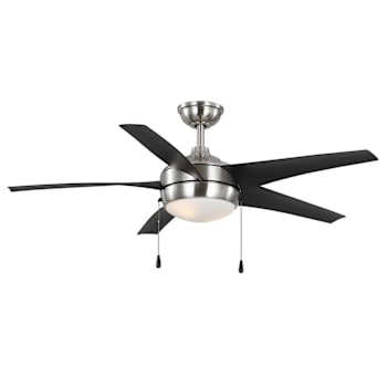 Seasons Bryza 52" Brushed Nickel Indoor/Outdoor Ceiling Fan With Light And Matte Black Blades (5-Blade)