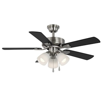 Seasons Torrena 42" Brushed Nickel Indoor Ceiling Fan With Light And Reversible Dark Maple/Matte Black Blades (5-Blade)
