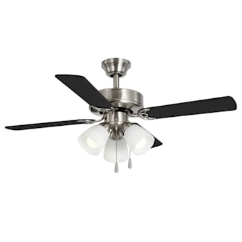 Seasons Ryedale 42" Brushed Nickel Indoor Ceiling Fan With Light And Reversible Dark Maple / Matte Black (4-Blade)