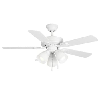 Seasons Torrena 42" Matte White Indoor Ceiling Fan With Light And Reversible Natural Washed Oak/Matte White Blades (5-Blade)