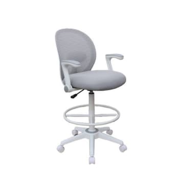 Image for White Frame Gray Fabric Drafting Height Ergonomic Chair With Flip Up Arms from HD Supply