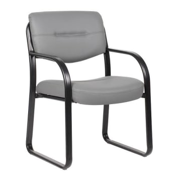 Boss Office Products Black Metal Frame Guest Chair With Gray Vinyl Cushions