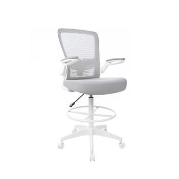 Image for Boss Office Products Wht Frame Draft Chair-Gray Mesh-Fab Upholstery-Seat Cushion from HD Supply