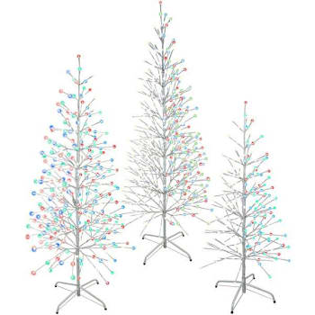 Fraser Hill Farm Birch Trees In Multi-Color LED Lights, 4', 5.5', 6.5', Set Of 3