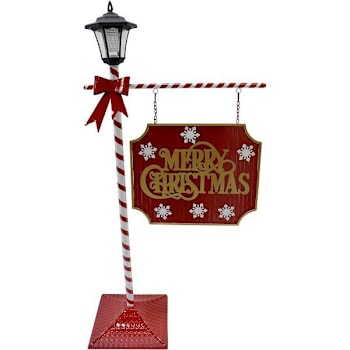 Image for Fraser Hill Farm 4' Lamp Post With Merry Christmas Sign And Solar Lantern from HD Supply