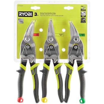 Ryobi Heavy Duty Aviation Snips With Left, Right And Straight Snips, 3 Piece