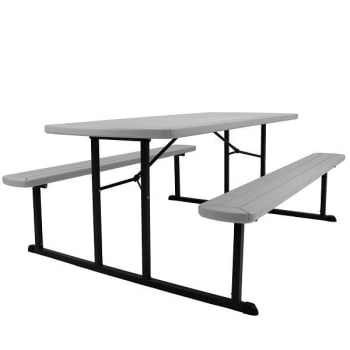 Image for National Public Seating Blow Molded Picnic Table Light Speckled Grey Black Frame from HD Supply