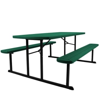 Image for National Public Seating Blow Molded Picnic Table- Green, Black Frame from HD Supply