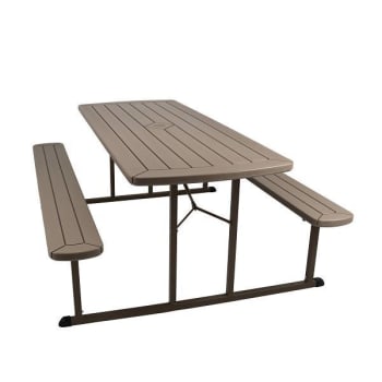National Public Seating Blow Molded Picnic Table- Brown, Brown Frame