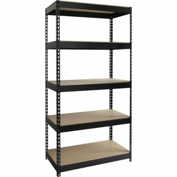 Lorell Fortress Riveted Steel Shelving 5 Shelves 72" X 36" X 18" Black