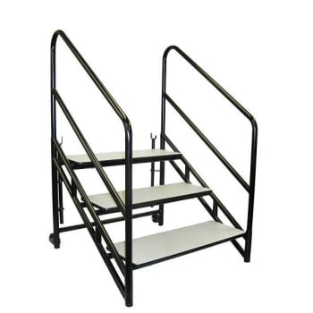 National Public Seating Steps With Guardrail For 32" High Stages, Three 8" Steps