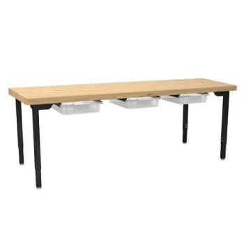 National Public Seating Adjustable Utility Table With Butcherblock 30x72, 3 Tote