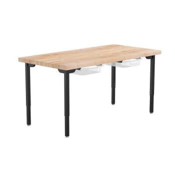 Image for National Public Seating Adjustable Utility Table With Butcherblock 30x60, 2 Tote from HD Supply