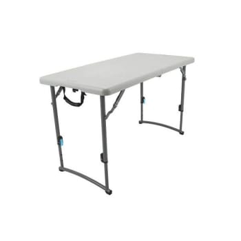 National Public Seating 24 In. X 48 In. Fold In Half Table, Adjustable Height, Speckled Grey