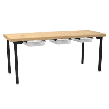 Image for National Public Seating Fixed Designer Table With Butcherblock, 3 Tote, 30x72 from HD Supply
