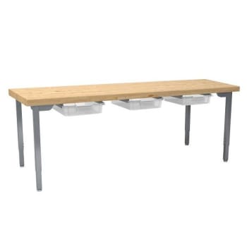 National Public Seating Adjust Utility Table With Butcherblock 30x72, 3 Tote