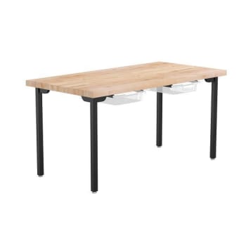 Image for National Public Seating Fixed Designer Table With Butcherblock, 2 Tote, 30x60 from HD Supply