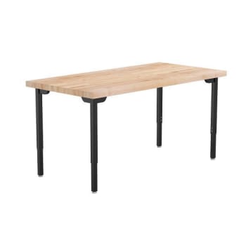 National Public Seating Adjustable Height Utility Table With Butcherblock, 30x60