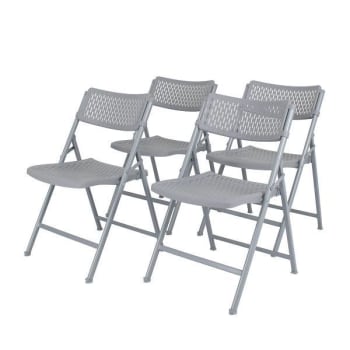 National Public Seating Airflex Folding Chair, Platinum, Package Of 4