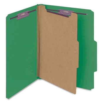 SMEAD® Green 2" Letter Size Classification Folder WithFastener, Package Of 10